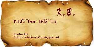 Kléber Béla névjegykártya